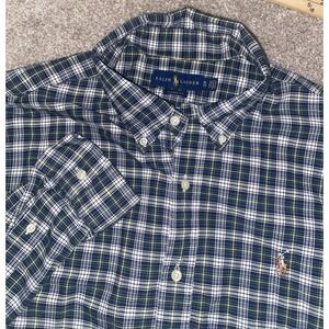 Polo Ralph Lauren Shirt Men's XL Checkered Plaid Flannel Preppy Flesh Pony Logo
